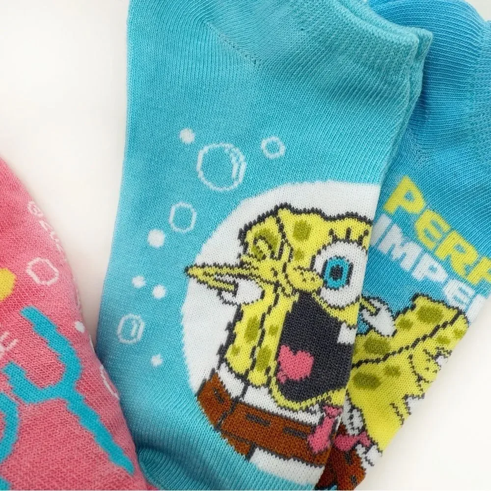 Spongebob Squarepants Womens No Show Socks Pineapple Pink Blue Fun Y2K Gift